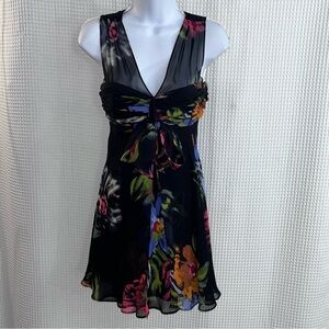 Donna Ricco 100% silk Black Lined Dress size 4P